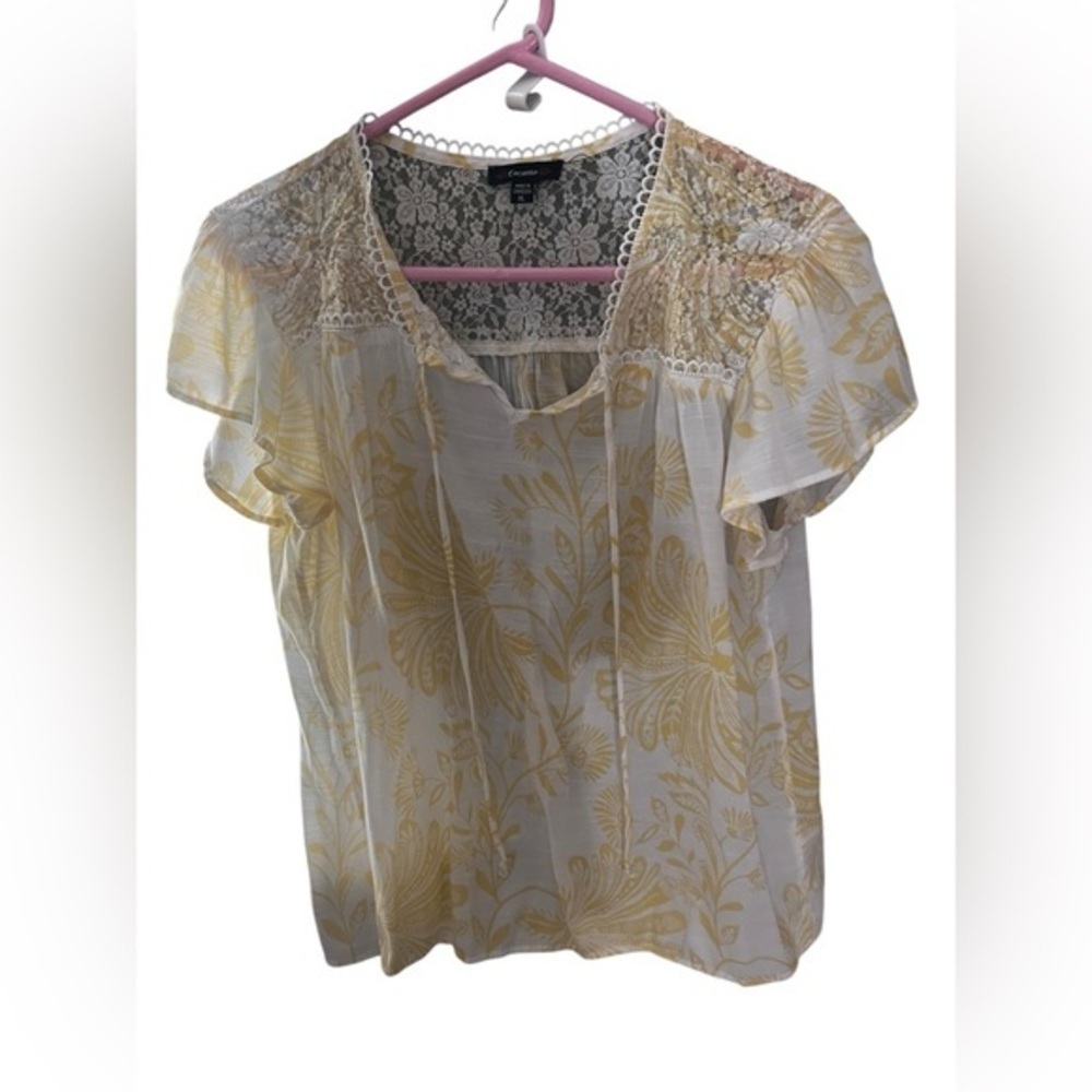 Cocomo Floral Lace Top - Cream and Yellow